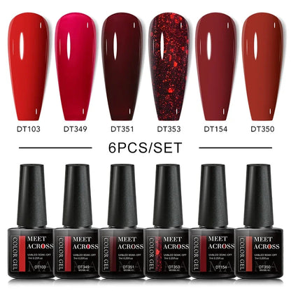 MEET ACROSS 6Pcs Gel Nail Polish Set