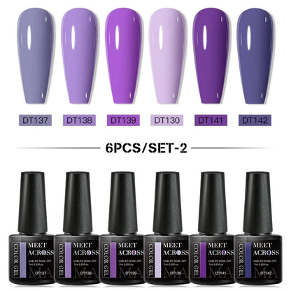 MEET ACROSS 6Pcs Gel Nail Polish Set
