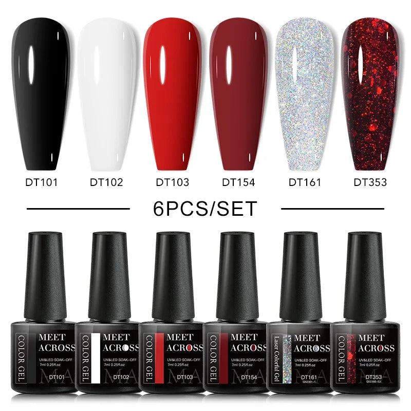 MEET ACROSS 6Pcs Gel Nail Polish Set