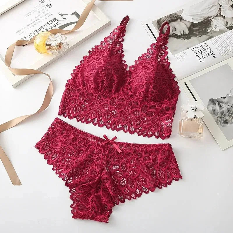 Floral Lace Padded bralette and Panty Set