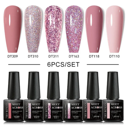 MEET ACROSS 6Pcs Gel Nail Polish Set