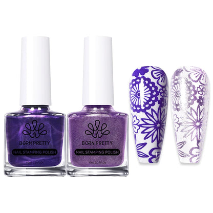 BORN PRETTY 2Pcs/Set 10ML Black and White Stamping Nail Polish