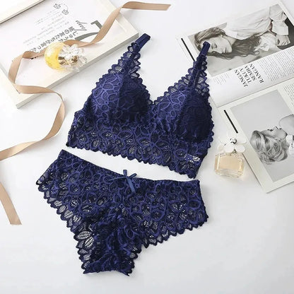 Floral Lace Padded bralette and Panty Set