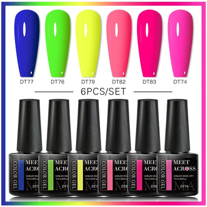 MEET ACROSS 6Pcs Gel Nail Polish Set