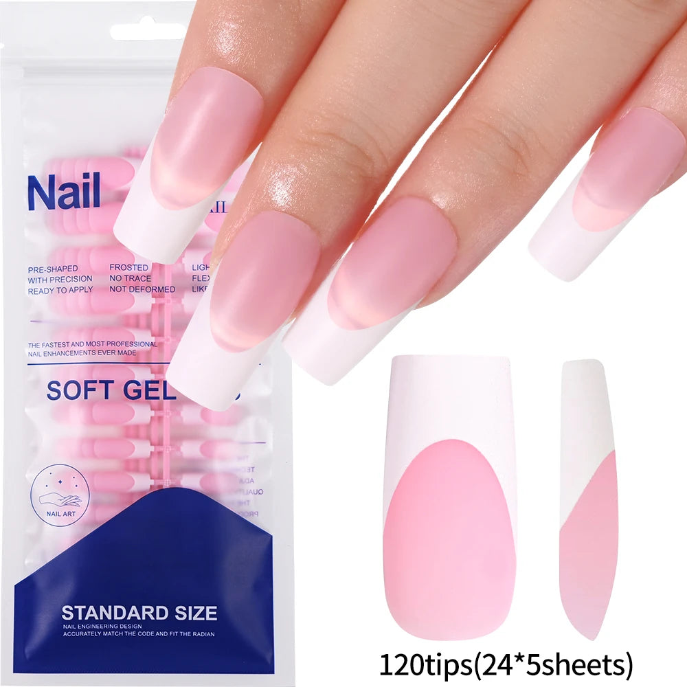 120Pcs Colourful French Tip Square Press on Nails