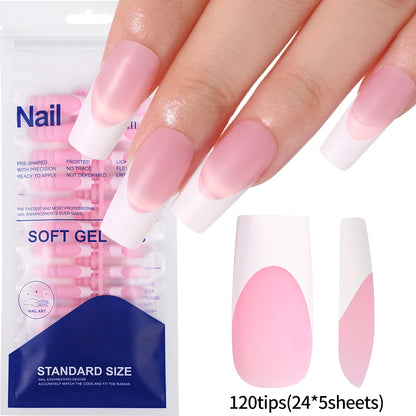 120Pcs Colourful French Tip Square Press on Nails
