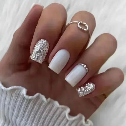 24Pcs Medium Short Square Press on Nails