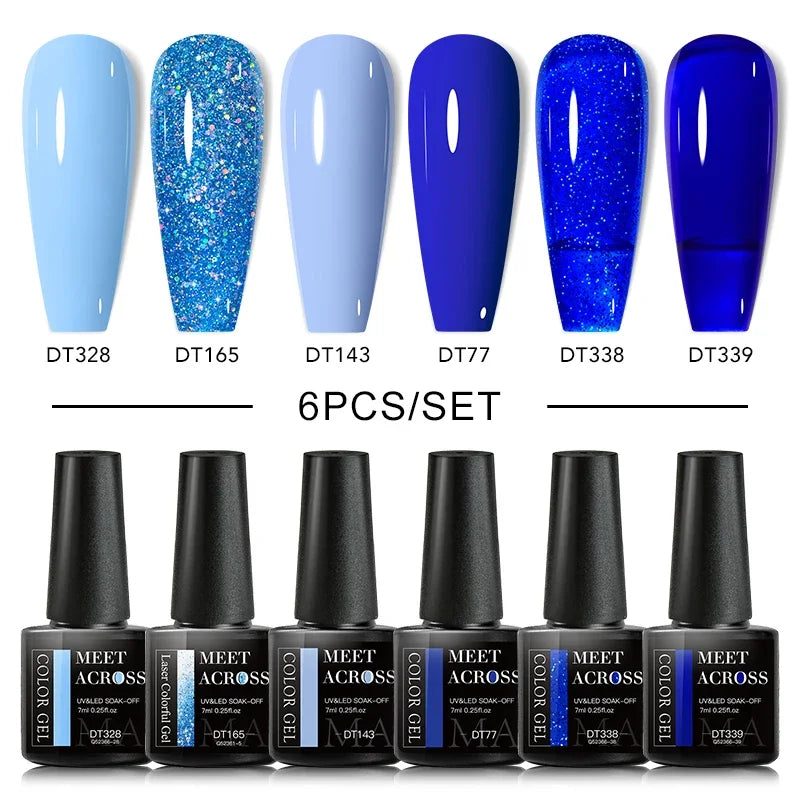 MEET ACROSS 6Pcs Gel Nail Polish Set