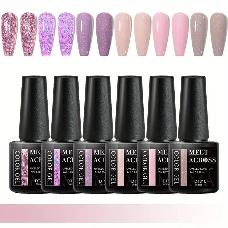MEET ACROSS 6Pcs Gel Nail Polish Set