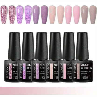 MEET ACROSS 6Pcs Gel Nail Polish Set